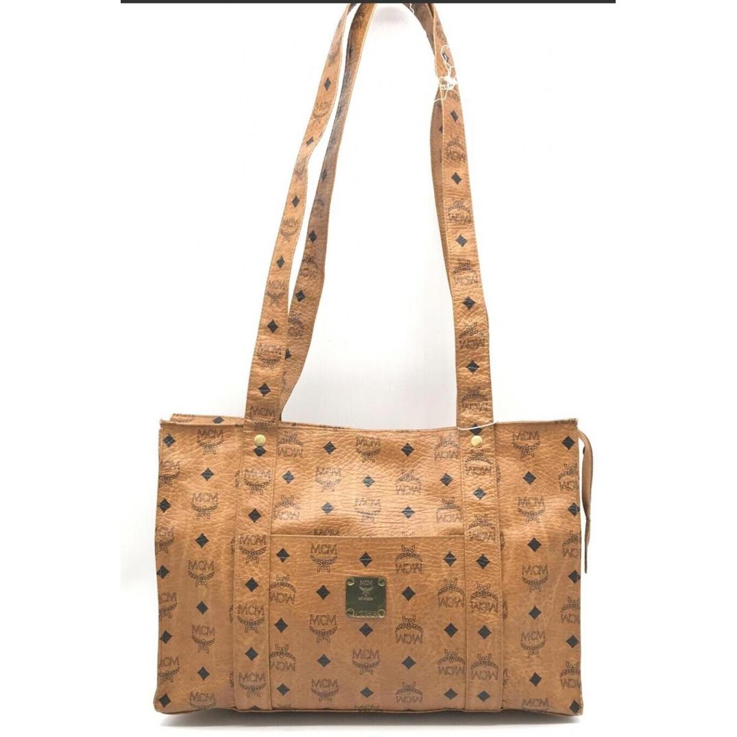 Mcm Monogram Visetos Shopper Tote Black Polyurethane Shoulder Bag